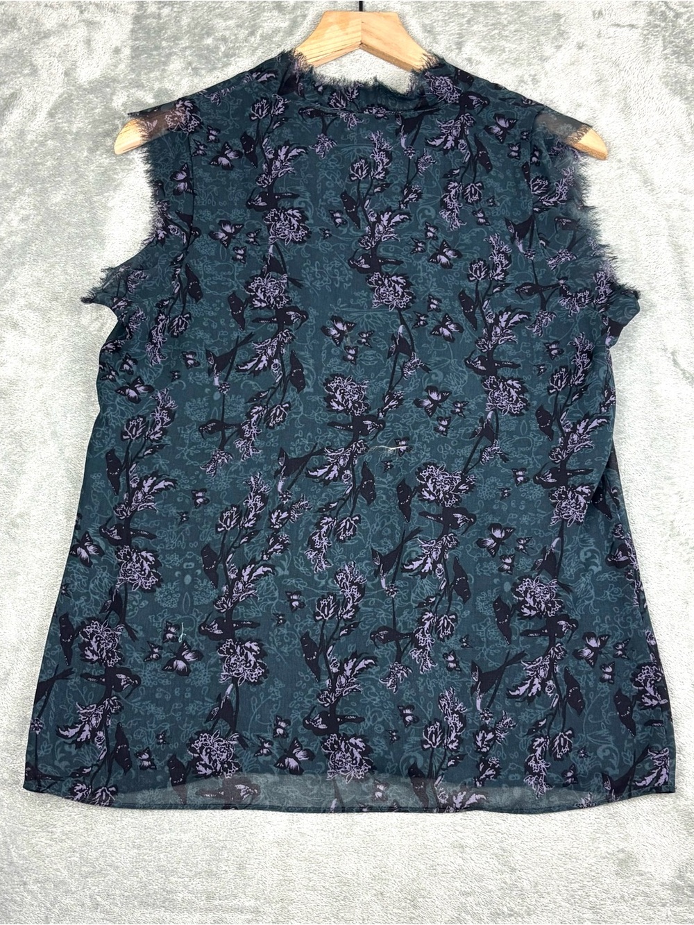 Cabi Top Womens Small Dark Teal Purple Evermore Blouse Chiffon Sleeveless 3065 - Picture 2 of 11